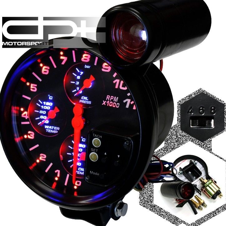 5 Rpm 4 IN 1 Auto Gauge / Tachometer LED DISPLAYTachometer/oil Pressure