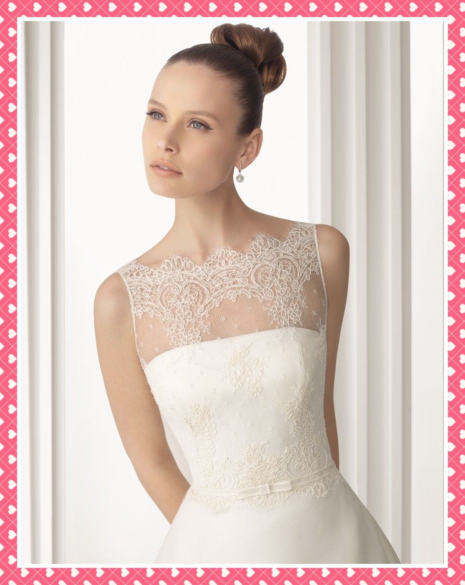 Discount Designer 2012 New Ivory Wedding Dresses Sheer Lace Bowsknot