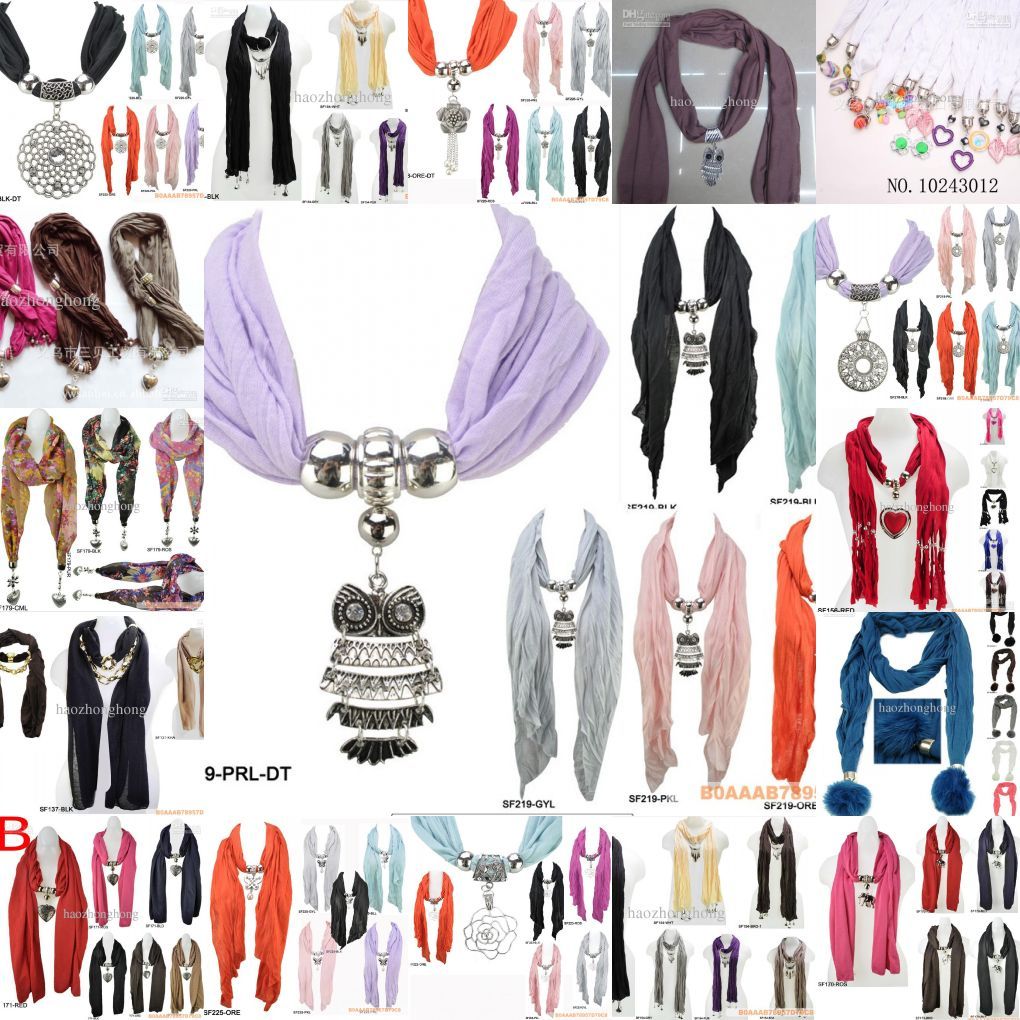 Scarf jewelry Pendant necklace Fashion womens Soft scarves Jewellery ...