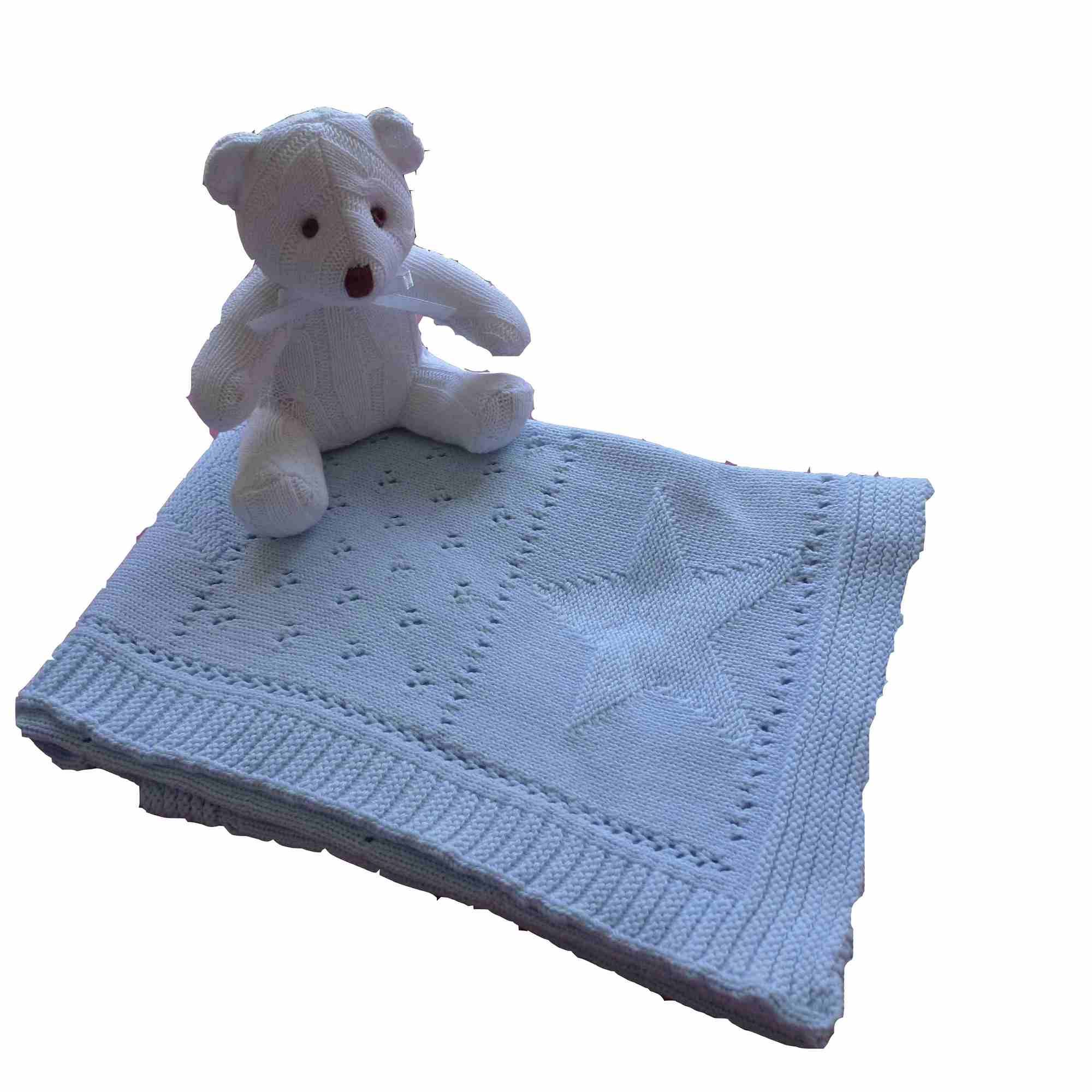 Cotton Nursery/New Born Knit Blue Star Baby Blanket Kids Twin Comforter
