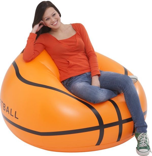 2017 Basketball Shape Single Air Sofa With Intex Hand Pump, Inflatable