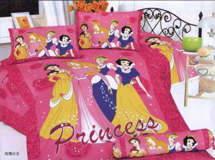 girl cartoon princess print kids duvet quilt sheet pillowcases set ...