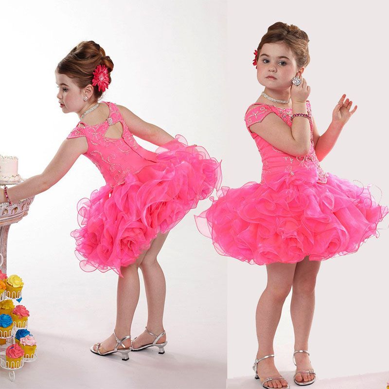 Cute Beautiful Hot Pink Organza Beading Girl'S Pageant Dresses ... Cute Beautiful Hot Pink Organza Beading Girl'S Pageant Dresses ...
