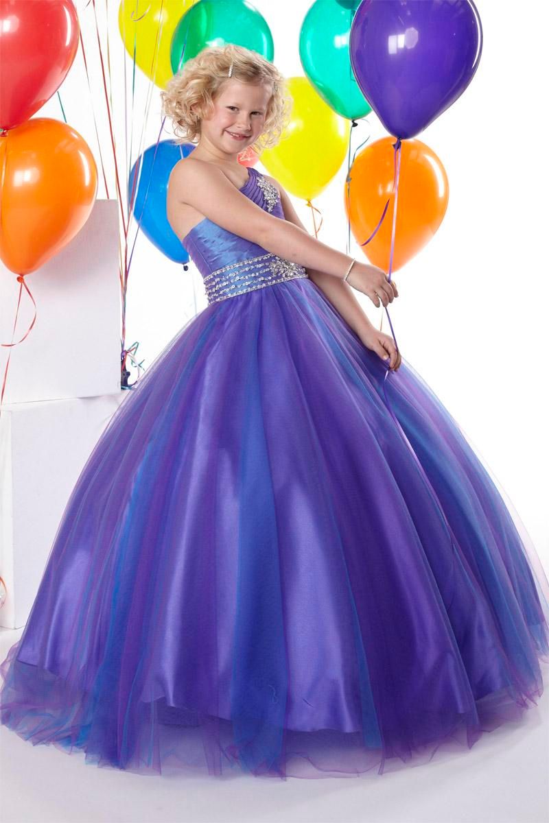Lovely Purple Tulle One Shoulder Flower Girl Dresses Girls' Pageant Dresses Holidays Birthday Dresses Custom SZ 2-14 T424020