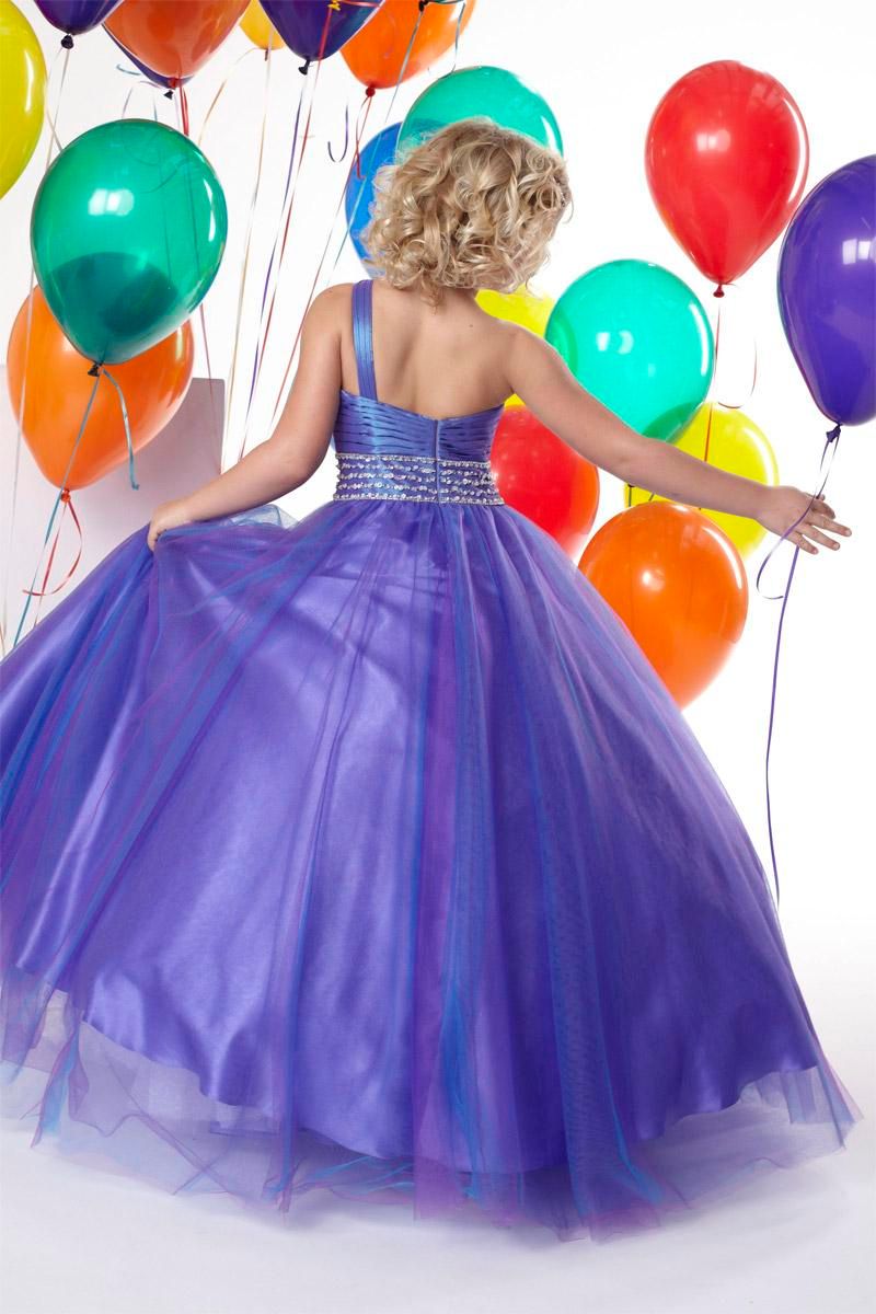 Lovely Purple Tulle One Shoulder Flower Girl Dresses Girls' Pageant Dresses Holidays Birthday Dresses Custom SZ 2-14 T424020