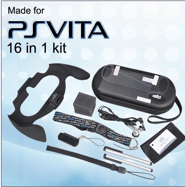 2017 16in1 Accessory Pack Kit For Playstation Ps Vita Psvita Grip Bag