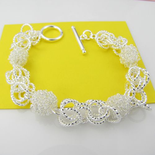 (Jewelry Manufacturer)925 Sterling Silver Silver Bracelets fashion jewelry mesh ball toggle Bracelets silver jewelry factory price