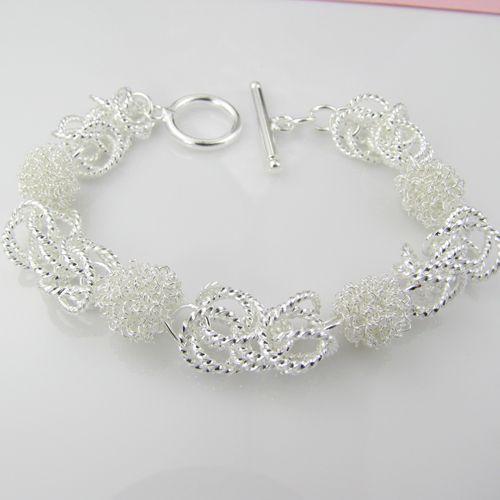 (Jewelry Manufacturer)925 Sterling Silver Silver Bracelets fashion jewelry mesh ball toggle Bracelets silver jewelry factory price