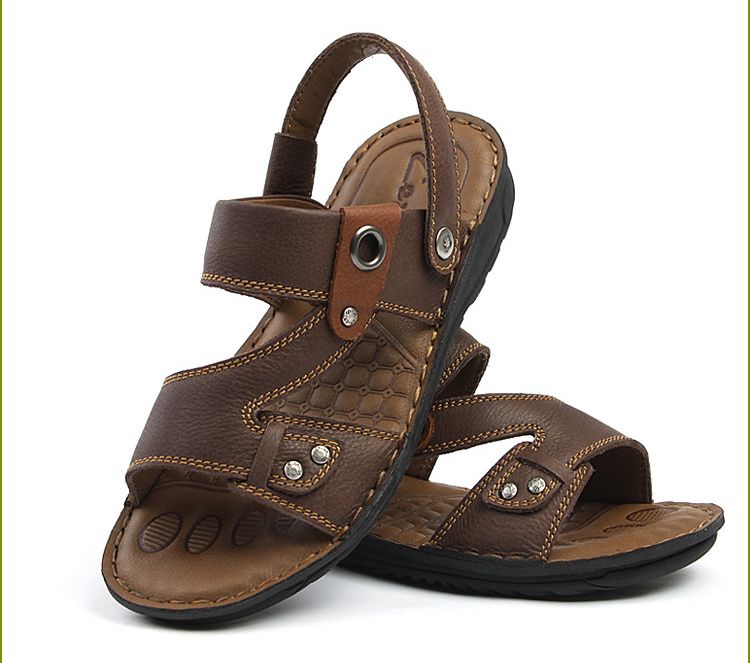 2012 New Style Man's Genuine Leather Sandals Casual Shoes Flat Loafers ...