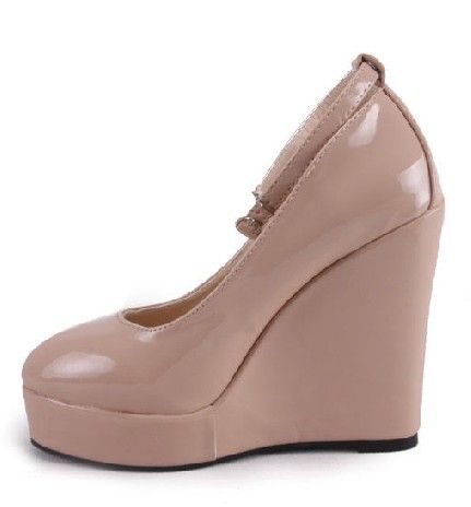 Free Shipping New Office Lady's Wedge Heel Dress Shoes Fashion Flock Wedges Career Shoes Black And Red Wholesale And Retail