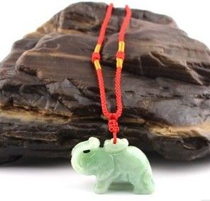 Natural white jade pendant, hand-carved elephant (auspicious), talisman pendant, necklace.