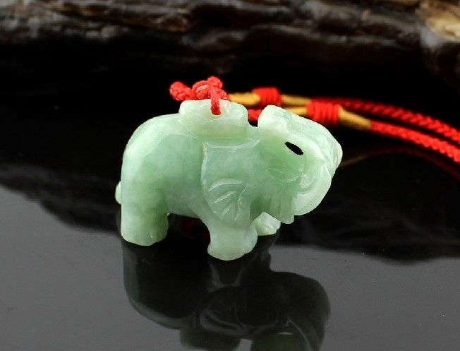 Natural white jade pendant, hand-carved elephant (auspicious), talisman pendant, necklace.