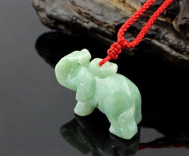 Natural white jade pendant, hand-carved elephant (auspicious), talisman pendant, necklace.