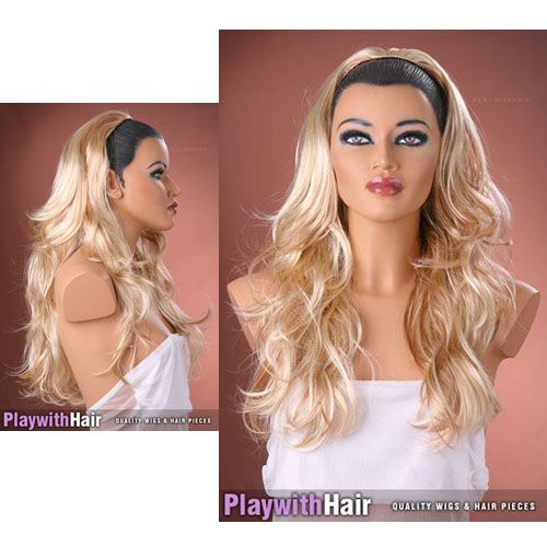 2017 3/4 Wig Fall Hair Piece Extension Mix Blonde Hair Extensions Half