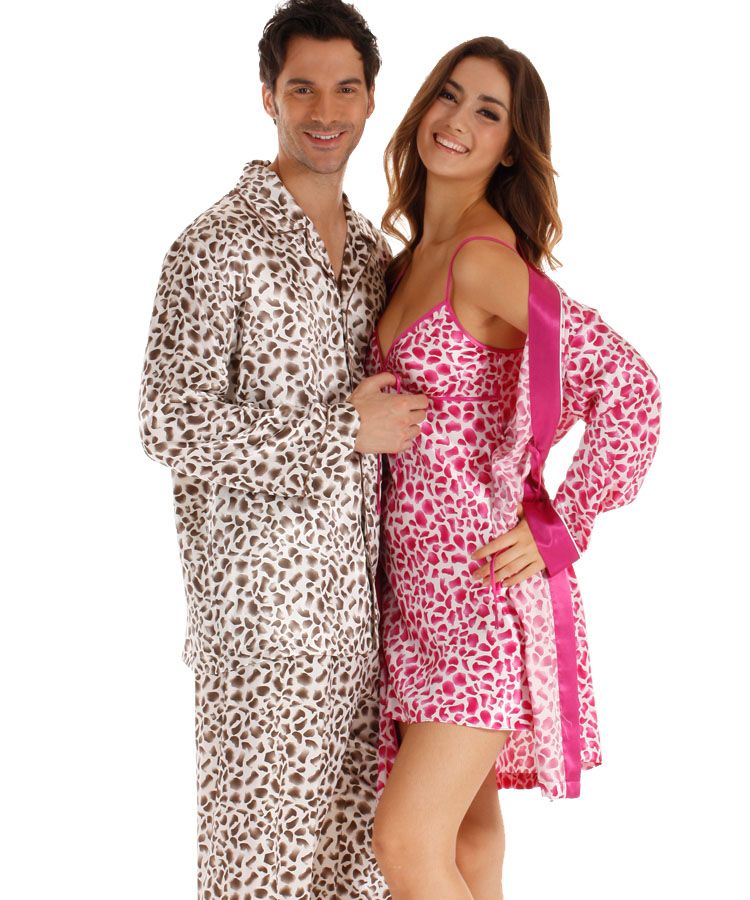 Best 2012 Sexy Women Silk Satin Pajamas Sets+Leopard Condole Belt