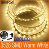 Warm white Flexible LED Strip Light SMD 3528 300LED + Power adapter 50M Lot LED flat rope light