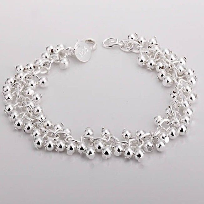silver bracelet women's 925 sterling silver grape cluster charm ...