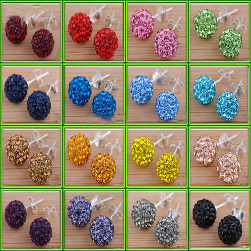 2017 =10mm Crystal Rhinestone Disco Pave Ball Beads Earring Studs