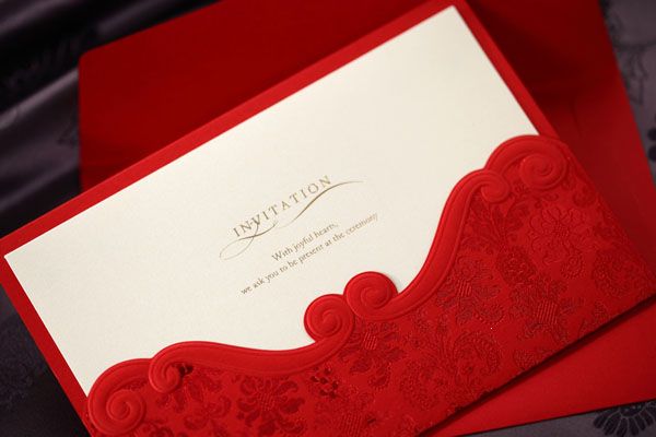 Red card wedding invitations