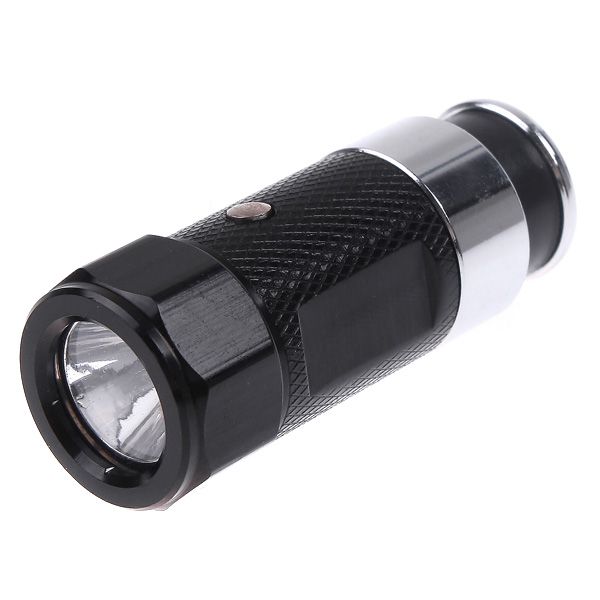 Led Rechargable Car Cigarette Lighter Flashlight Torch Aluminium Alloy Flash Light 3 Modes