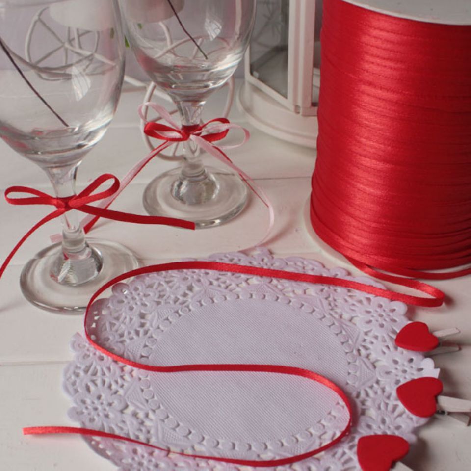 1/8"(3mm) Satin Ribbon Wedding Party Craft Sewing Decorations (1 Roll 880yds), Red