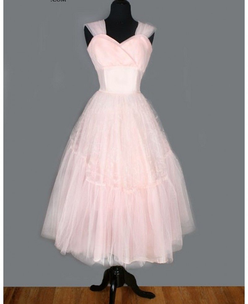 Hot sale Retro Simple Beauty 1950's Light Ballet Pink Tea length Tulle ... Hot sale Retro Simple Beauty 1950's Light Ballet Pink Tea length Tulle ...