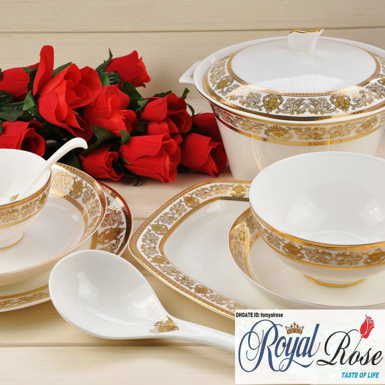 Bone China Dinnerware Set Shine Glory Orginal From Tangshan Red Rose