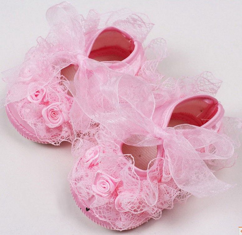 Newborn Shoes Baby Girl's Flower Prewalker Little Princess Lace Lacy ...