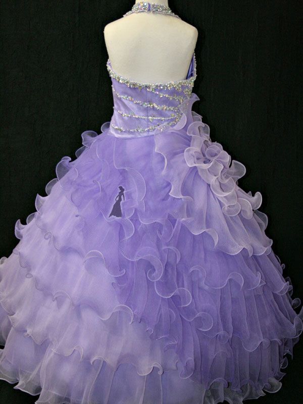 Christmas Purple Rose White Halter Flower Girl Dress Girl's Skirt Princess Skirt Pageant Dress Custom Size 2 4 6 8 10 HF703031