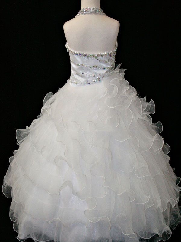 Christmas Purple Rose White Halter Flower Girl Dress Girl's Skirt Princess Skirt Pageant Dress Custom Size 2 4 6 8 10 HF703031