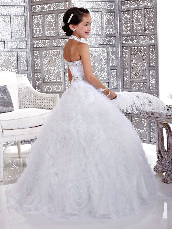 Christmas White Flower Girl Dress Girl's Skirt Princess Skirt Pageant Dress Custom Size 2 4 6 8 10 12 HF703034