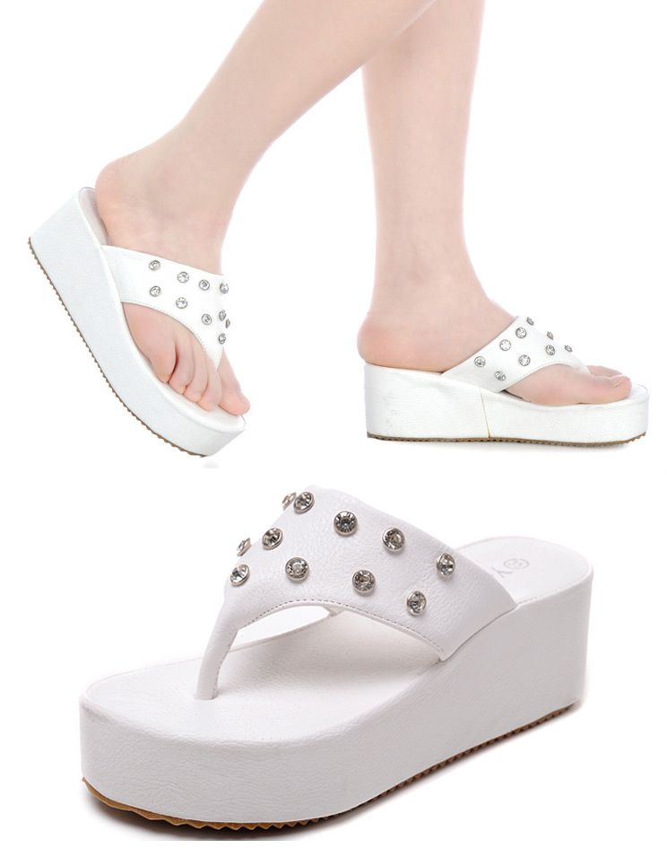 High heeled flip flops wedge