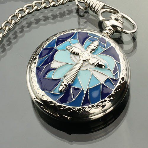 New Silver Cross Mens Quartz Pocket Watch Chain Gift 9 Buy Watches