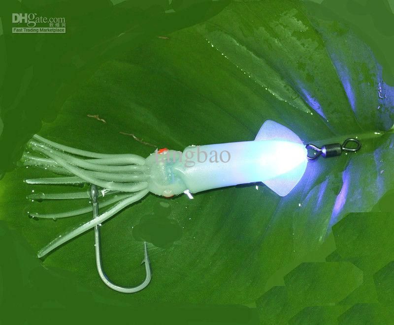 Saltwater Fishing Lure Setdeep Led Light Squid Bait+ 7/0 Hook +3/0 Swivel Fishing Lure Guide