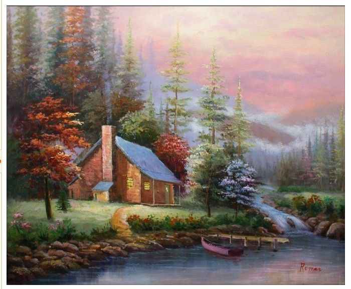 Hand Painted Wall Art hand-painted wall art winter forest lake house boat home Hand Painted Wall Art hand-painted wall art winter forest lake house boat home