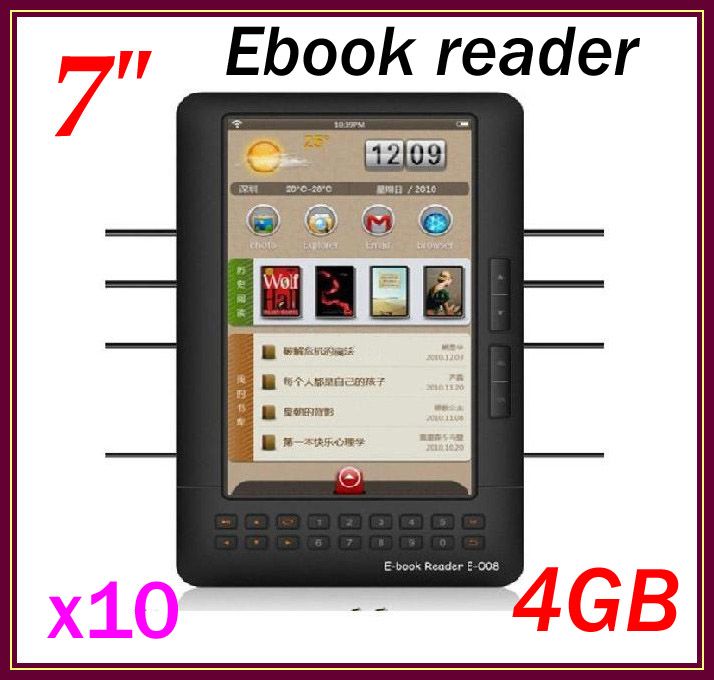 10pcs 4GB 7quot; Ebook Reader MP3/mp4/MP5 Ebook Ebooker 7 inch Ebook 8650 