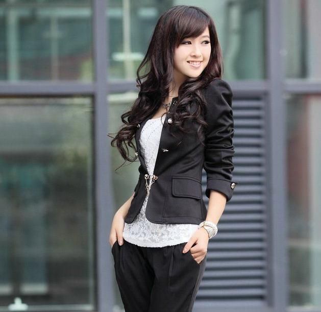 New Spring Fashion Women Slim fit Business Puffy Sleeves Suit Blazer