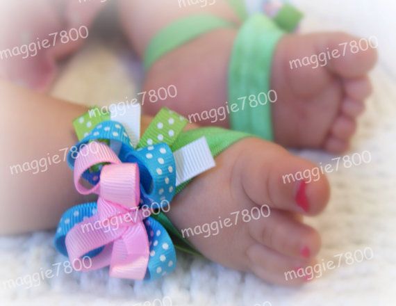 Baby Barefoot Sandals Baby Ribbon Bows Baby Shoes Handmade Socks Girl ...