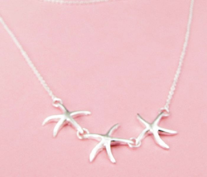 Free Shipping with tracking number Best Most Hot sell Women's Delicate Gift Jewelry 925 Silver 3 Starfish Necklace