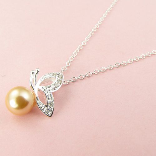 Free Shipping with tracking number Best Most Hot sell Women's Delicate Gift Jewelry 925 Silver Pearl Butterfly Necklace