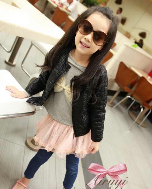 Crazy Sale Girl Leather Jacket ZR Black Leather Jacket Imitate Quilted