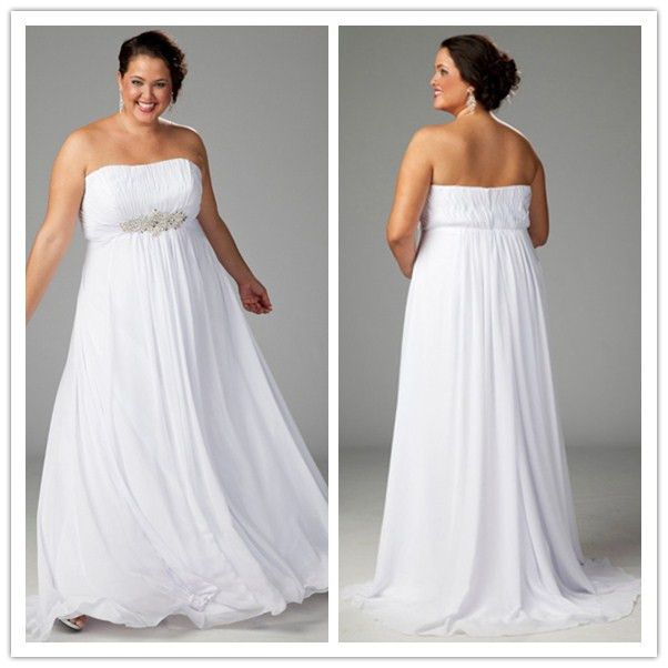 Ultra Low Price Strapless Beaded A Line Lace Up Chiffon Long White 2015