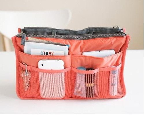 

10 pcs Women Travel Insert Handbag Organiser Purse Large liner Organizer Tidy Bag Pouch pink, Grey