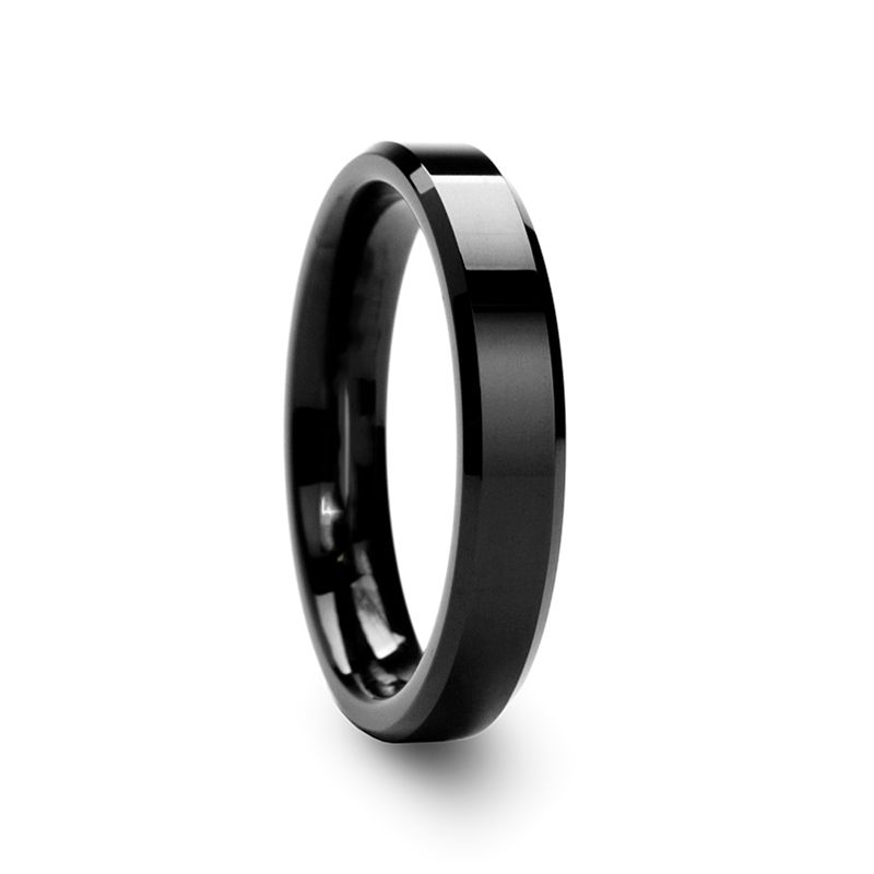 Blace Tungsten Carbide Ring Mens Wedding Bands Ring -IP Black Plated