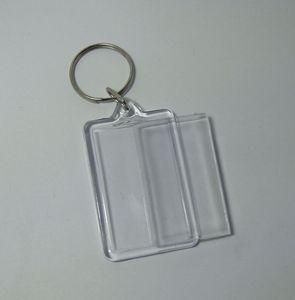 10 portachiavi rettangolari in acrilico bianco con inserto portachiavi con foto da 1,72 x 1,1 pollici (catena portachiavi)