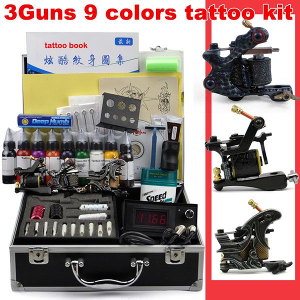 Hot Sale Tattoo Kits /Set Tattoos Guns Power Ink 30ml Grip 50 Needles