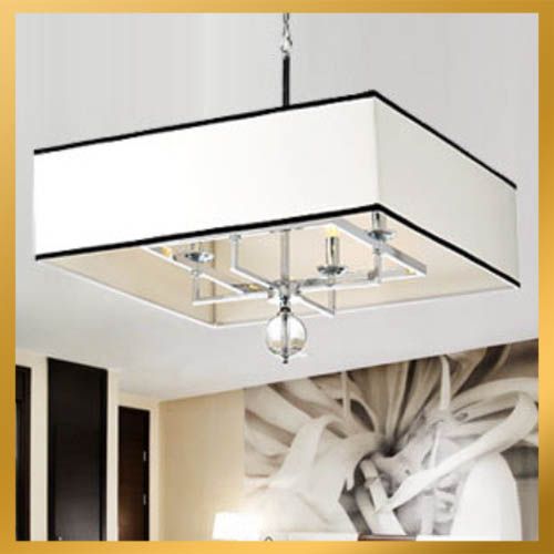 Discount Contemporary White Rectangular Shade Ceiling Chandelier
