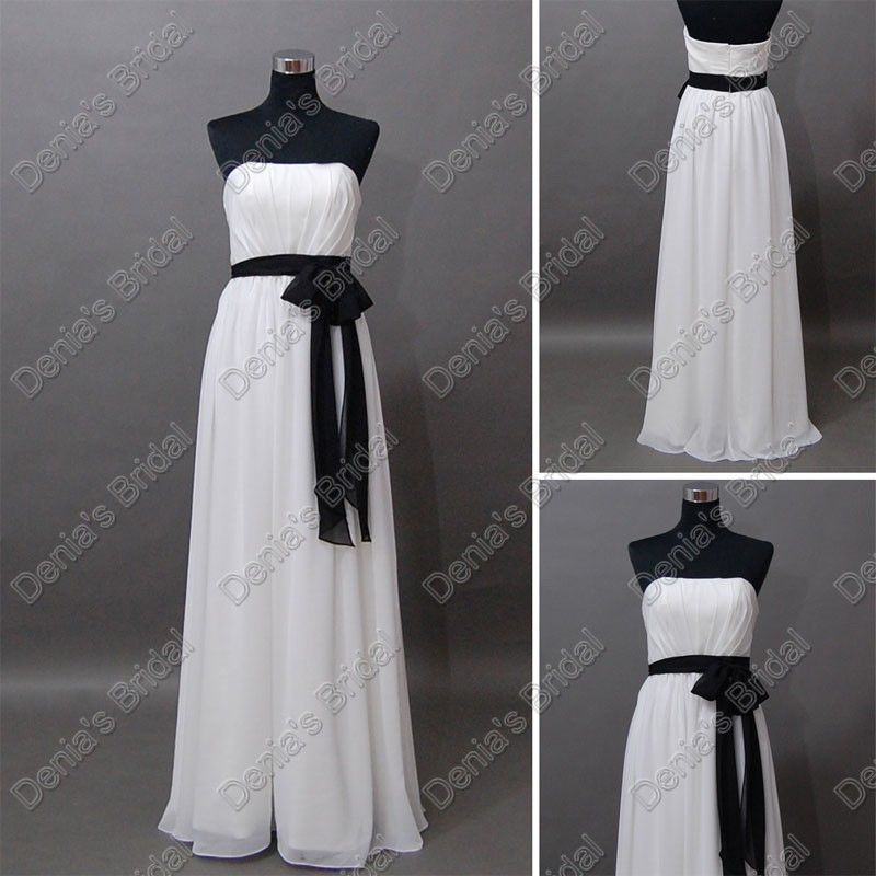 2017 White and Black Bridesmaid Dresses Strapless Chiffon Sash Floor Length Actual Real Images Party Gowns DB194
2017 White and Black Bridesmaid Dresses Strapless Chiffon Sash Floor Length Actual Real Images Party Gowns DB194
