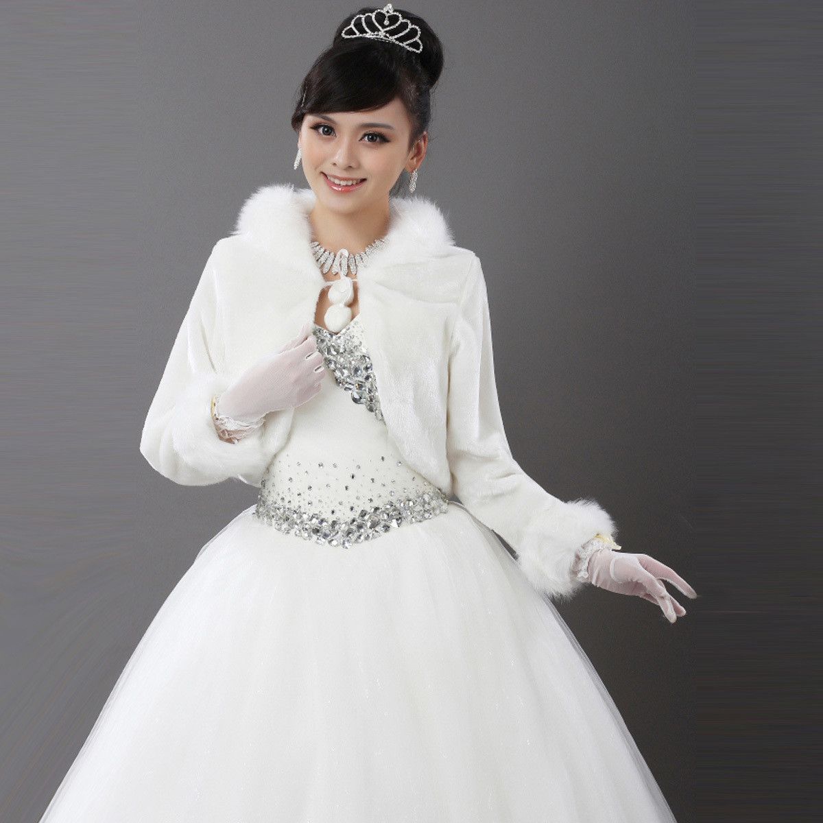 2017 091316 Faux Fur Women Coat Wrap Wedding Bridal Wrap Bolero Jacket