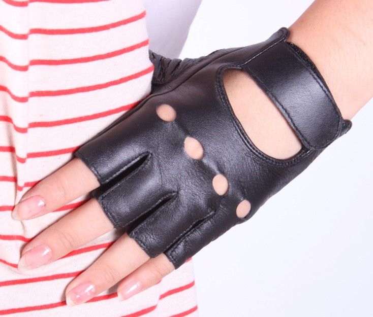 2017 Wholesale Lady'S Genuine Leather Gloves,Half Fingers Sheepskin